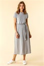 Light Grey Belted Jersey Midi T-Shirt Dress, Image 1 of 4