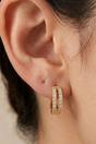 Gold Gold Split Band Crystal Huggie Hoop Earrings - 1cm Brass Hoops, Image 2 of 3