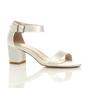 Ivory AJVANI Ivory Mid Block Heel Ankle Strap Sandals, Image 1 of 6