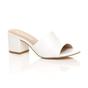 White AJVANI White Mid Block Heel Peep Toe Mules Sandals, Image 1 of 6