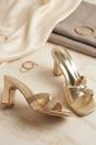 Gold Diamante Block Heel Mule Sandals - Tara, Image 1 of 3