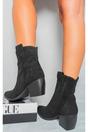 Black iKrush Black Laura Suede Cowboy Ankle Length Boots, Image 2 of 8