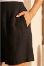 Black Petite Linen Blend Elastic Waist Shorts, Image 4 of 4