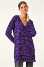 Purple Animal Print V-Neck Jumper , Image 4 of 5