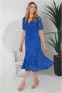 Royal Blue Julianna Wrap Front Lace Midi Dress, Image 2 of 4