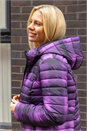 Purple Check Print Quilted Puffer Coat, Image 1 of 4
