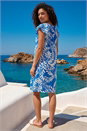 Blue Petite Printed Frill Shift Dress , Image 3 of 4