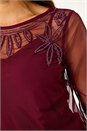 Wine Embellished Sequin Mesh Top, Image 5 of 5