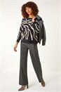 Black Animal Print Knitted Jumper, Image 3 of 5