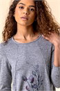 Grey Floral Border Print Slouch Dress, Image 4 of 4