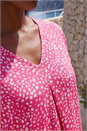 Pink Spot Print V-Neck Pleat Front Top, Image 4 of 4
