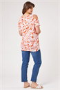 Orange Curve Leaf Print Cold Shoulder Jersey Top, Image 2 of 4