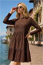 Rust Leaf Print Stretch Dress, Image 2 of 4