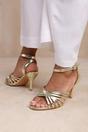 Gold Where's That From Gold 'Cyprus' Multi Cross Over Strap Mid Heels, Image 4 of 4