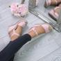 Light Pink AJVANI Light Pink High Wedge Heel Ankle Strap Cork Sandals, Image 5 of 6