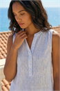 Light Blue Stripe V-Neck Vest Top, Image 1 of 4