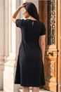 Black Petite Textured Midi Dress, Image 3 of 4