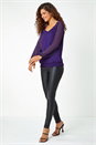 Purple Chiffon Sleeve Bubble Hem Stretch Top, Image 2 of 5