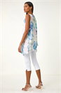 Blue Floral Print Layered Tunic Top, Image 3 of 5