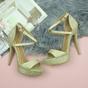 Gold High Heel Crossed Straps Platform Sandals, Image 4 of 6
