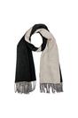 Black Reversible Two-Tone Cashmere Blend Scarf With Tassels, Image 2 of 4