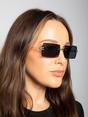 Black Frameless Square Sunglasses in Black, Image 2 of 6