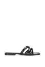 Black XY LONDON Black 'Fiona' Strappy Flat Open Toe Sandal Mule Sliders, Image 1 of 5