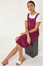 Wine Corduroy Pinafore Midi Dress, Image 3 of 6