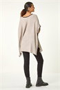 Taupe Blanket Stitch Knit Poncho, Image 3 of 5