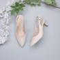 Natural Mid Heel Slingback Pointed Toe Court Shoes, Image 4 of 6