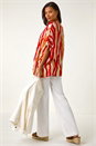 Red Abstract Buttoned Top, Image 3 of 5