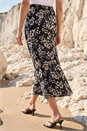 Black Dusk Floral Fluted Midi Skirt, Image 3 of 4