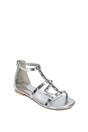 Silver 'Julia' T-Bar Gladiator Sandals With Studded Details, Image 2 of 6