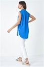 Royal Blue Textured Sleeveless Blouse, Image 3 of 5