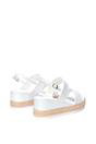 White XY LONDON White 'Ally' Low Heel Platform Wedge Espadrill  Slingback Sandals, Image 4 of 5