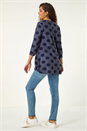 Navy  Textured Spot Swing Hem Tunic, Image 3 of 5