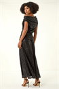 Black Sequin Cowl Neck Maxi Stretch Dress, Image 4 of 6