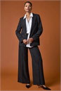 Black Pinstripe Wide Leg Trousers, Image 1 of 7