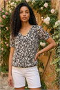 Black Animal Print Burnout Top, Image 1 of 4
