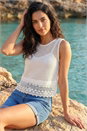 Ivory Dusk Embroidered Crochet Top, Image 1 of 4