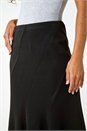 Black Elastic Waist Panelled A Line Flared Midi Skirt, Image 5 of 5