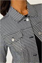 Black Gingham Stretch Pocket Detail Jacket, Image 5 of 5