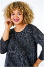 Silver Curve Animal Contrast Hem Top , Image 4 of 5