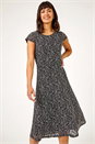 Black Glitter Stretch Lace Midi Dress, Image 1 of 5