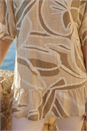 Taupe Cotton Oversized Leaf Tunic Top, Image 4 of 4