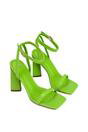 Green 'Max' Strappy Square Toe Sculptured Block High Heel Sandals, Image 3 of 5