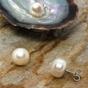 Silver Sterling Silver Natural Pearl Stud Earring, Image 3 of 3