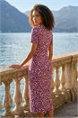 Wine Dusk Abstract Print Stretch Midi Dress, Image 2 of 4