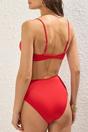 Red Ruched Strapless Padded Bandeau Bikini Top with Adjustable Straps, Image 5 of 5