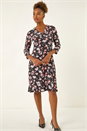 CORAL Floral Print Stretch Dress, Image 2 of 5